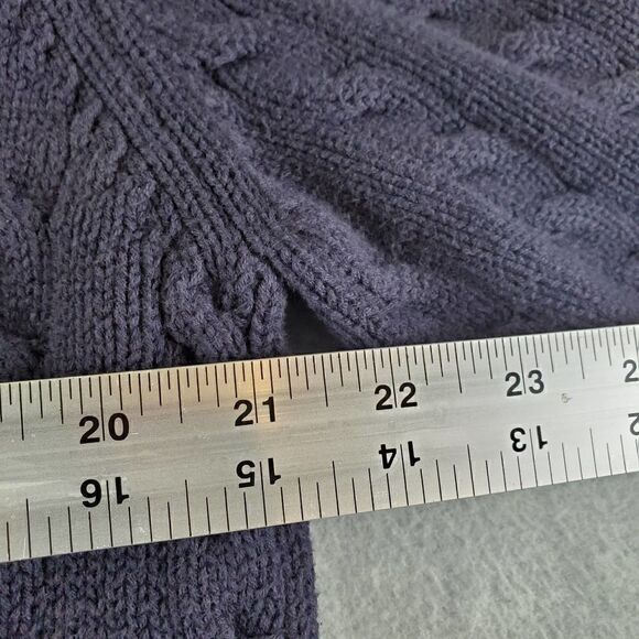 Lands End Sweater Mens XL Blue Cable Knit Pullover - Picture 4 of 8